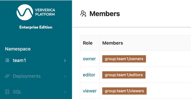 Ververica platform members management