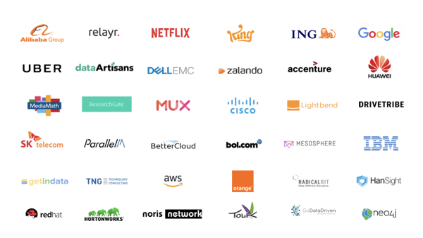 Logos of companies represented at Flink Forward events in 2017