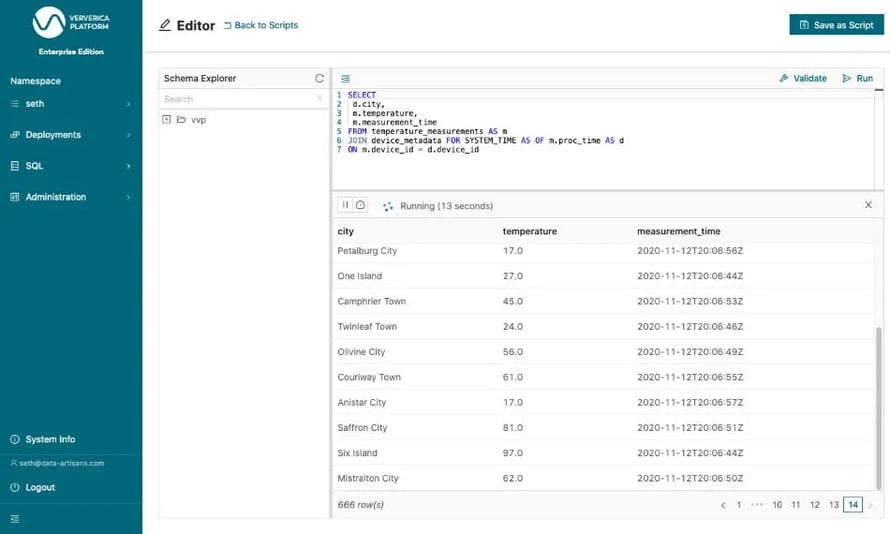 Joining the temperature_measurements table with the device_metadata table