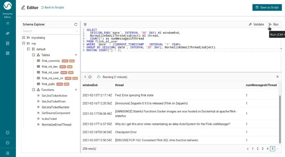 SQL Editor, Ververica Platform, UDFs, Flink SQL, Apache Flink
