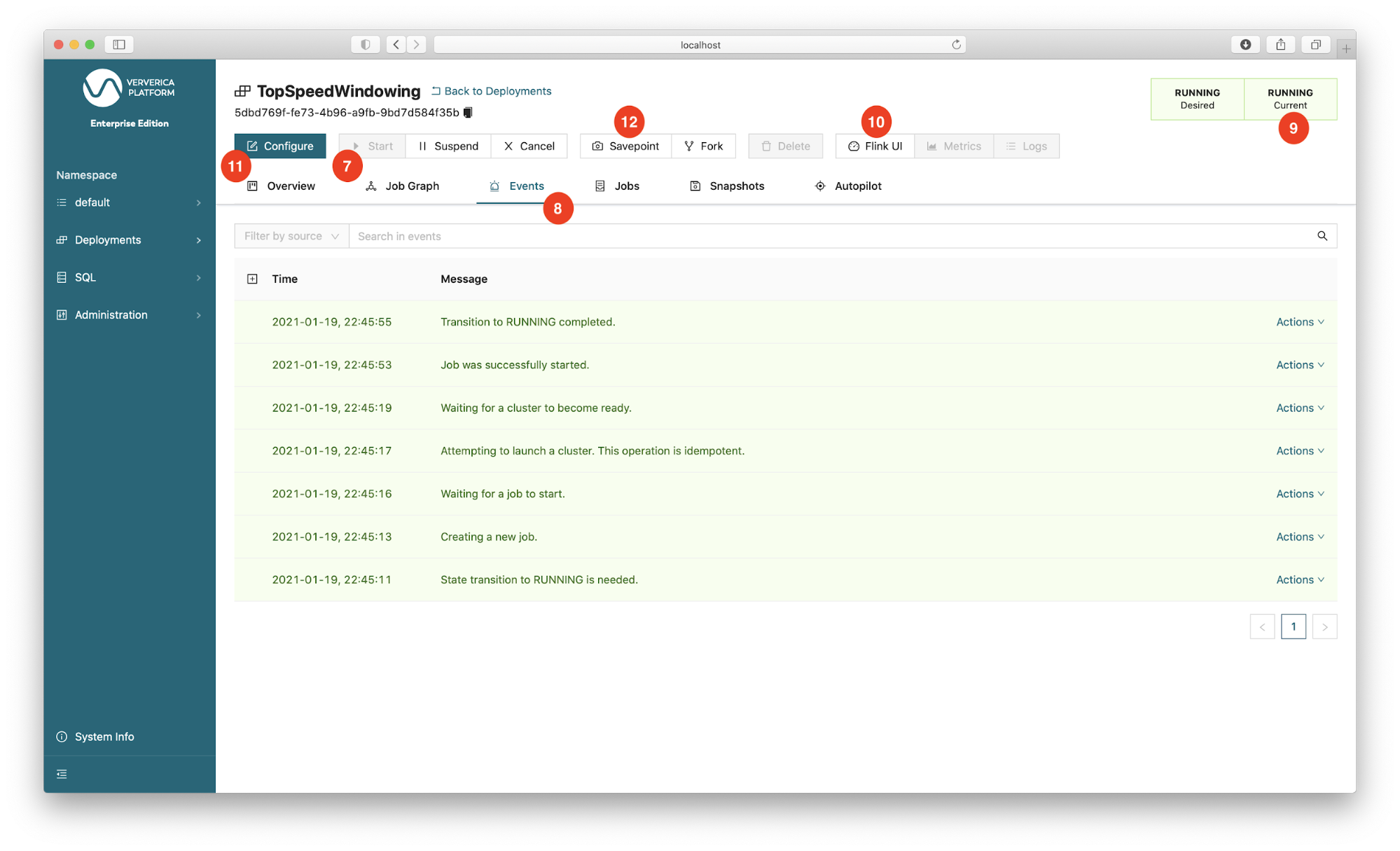 TopSpeedWindowing, Ververica Platform, Flink Deployments