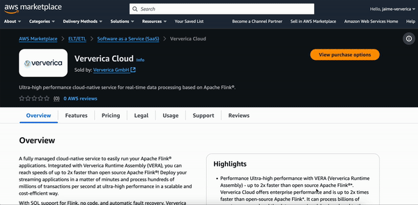 vervwerica cloud AWS marketplace
