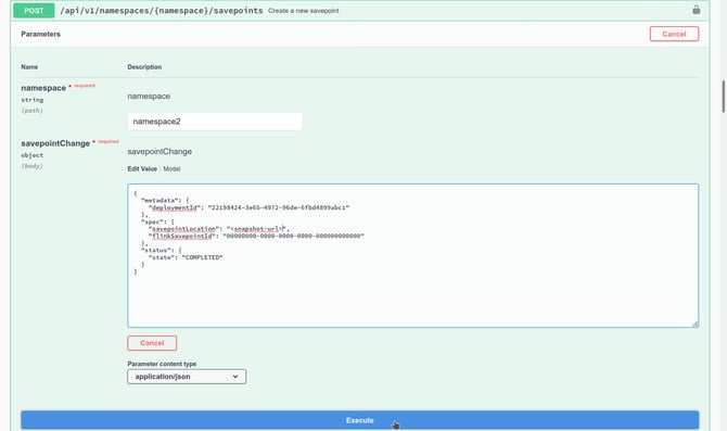 Ververica Platform Swagger interface