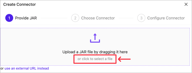 Ververica Platform UI Upload JAR to create connector
